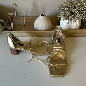 Gold Lace Up Sandals